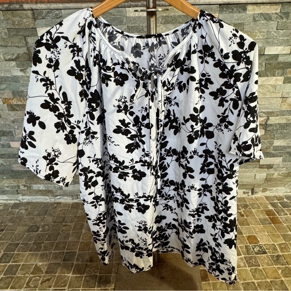 Black floral blouse